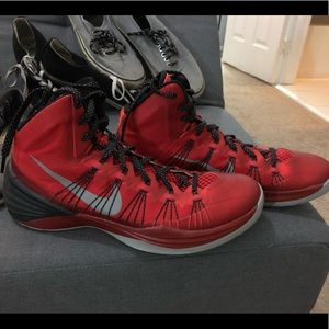 Red Nike Hyperdunk Basketball shoes